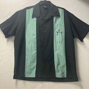 Steady Clothing Mens Size Large Bowling Shirt Sheen Rockabilly Martini Lounge